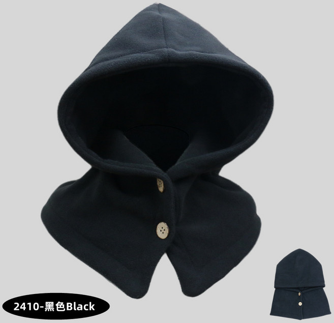 발라클라바 모자 남녀 겨울 보온 모자 목도리 일체형 머리 덮개 모자 커플 스타일 귀 보호 니트 모자, 프리 사이즈, 블랙