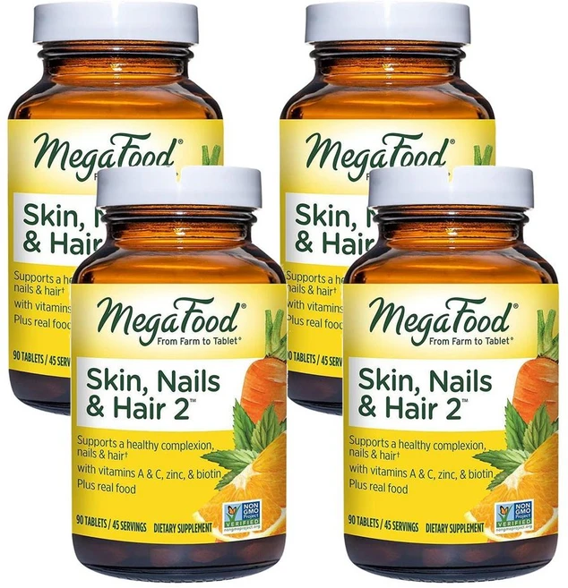 메가푸드 스킨 네일 & 헤어 2 45일분, 90정, 4개 - 쿠팡