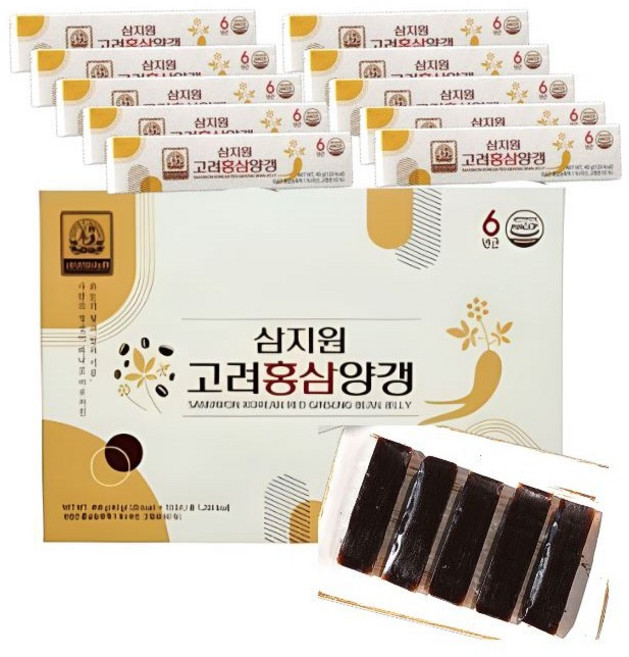홍삼 양갱 (국산 팥앙금 6년근 홍삼농축액 사용) [HACCP인증], 40g, 10개