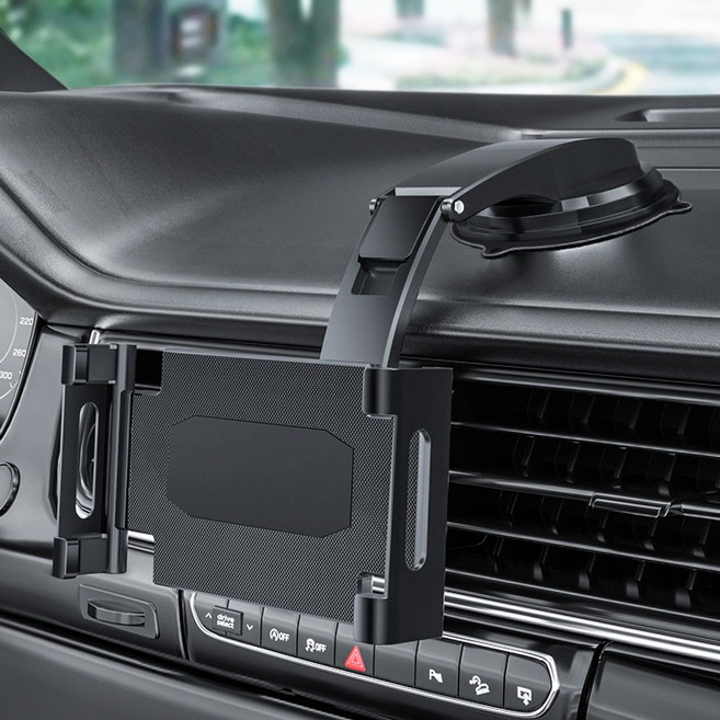 해피볼륨 차량용 태블릿 거치대 티엑스 핸드폰 스마트폰 아이패드 갤럭시탭 호환 거치대, 블랙, 1개