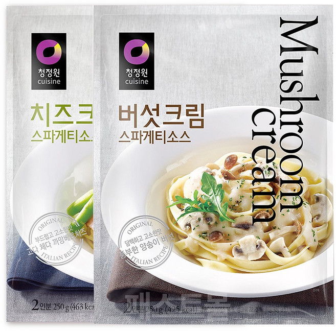 청정원 버섯크림+치즈크림 스파게티소스 250g 2개세트, 1개, 500g
