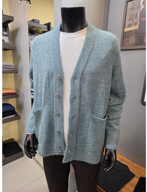 바쏘 BSY3WA66A 민트 울 블렌드 모헤어 보카시 남성 세미오버핏 니트 가디건