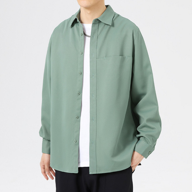 2026春秋新款長袖白襯衫男士款韓版寬鬆襯衫外套男裝潮流一件代發