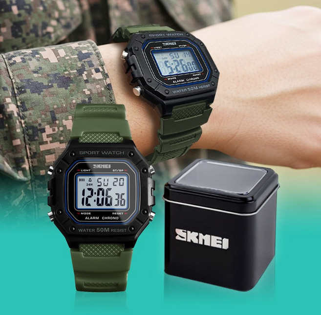 SKMEI 내사랑꾸나 군인 훈련소 방수 시계 S 1496 + 케이스 세트