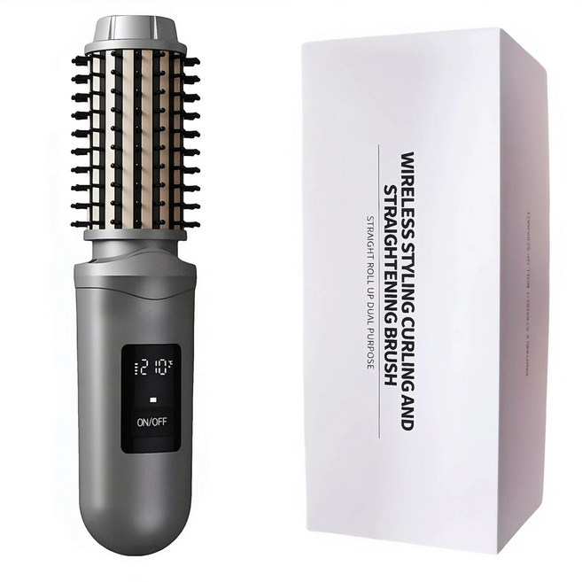 무선 고데기 3단 온도조절 음이온 고데기 무선 빗고데기, 회색, H188