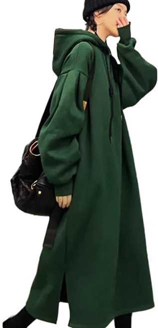 셀럽당 빅사이즈 기모 롱스커트 가을 겨울 루즈핏 날씬해 보이고 도톰한 기모 맨투맨 원피스M3974