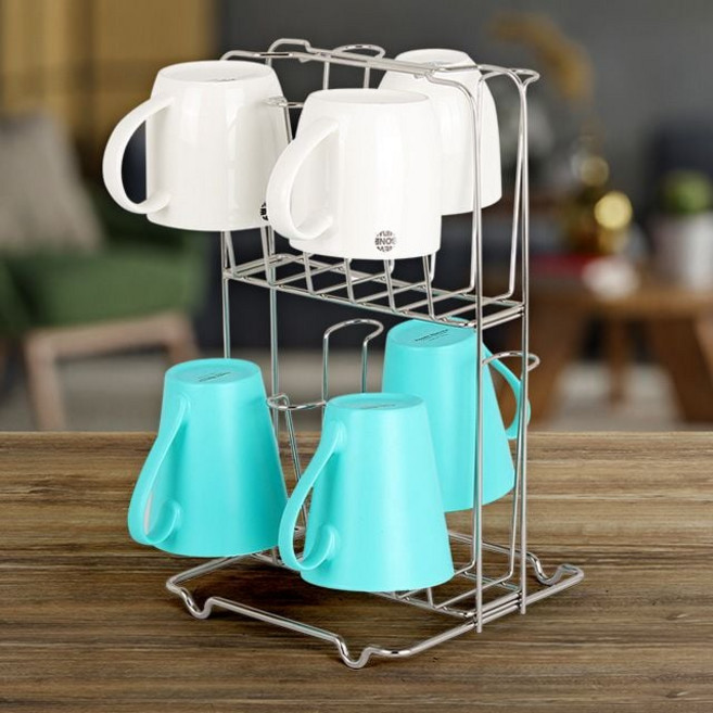 컵받침 2단 컵걸이 정리함 컵꽂이 컵스탠드 컵거치대 정리대 주방컵걸이 g9g+072qo
