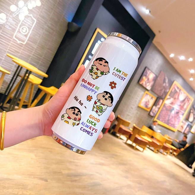 러블리 짱구 캐릭터 원터치오픈 보온 보냉텀블러 캔 깡통형 보온병 350ml&500ml, 500ml, WR-10