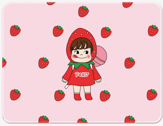 페코짱 마우스패드 페코 포키 S 370x280x4mm, BR페코_01 딸기 S 370x280x4mm, 1개