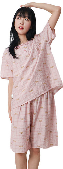 폭스 풍경인견 캐릭터 반팔 잠옷세트 E6 여성용