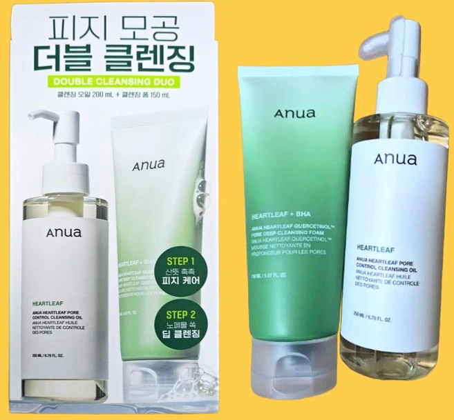 (anua) 어성초 쿼세티놀 모공 딥 클렌징 폼 150ml + 어성초 포어 컨트롤 클렌징 오일 200ml 클렌징세트, 1세트 - 쿠팡