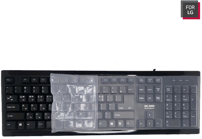 라이센스LG 유선 USB 일반형 키보드 + 키스킨, 제조사축, GK-3000, 블랙