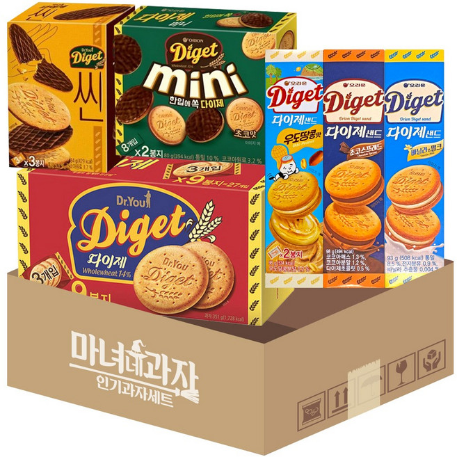 다이제덕후6종 다이제 샌드 우도땅콩 + 초코 + 바닐라 + 오리지널 + 미니 + 씬, 1개