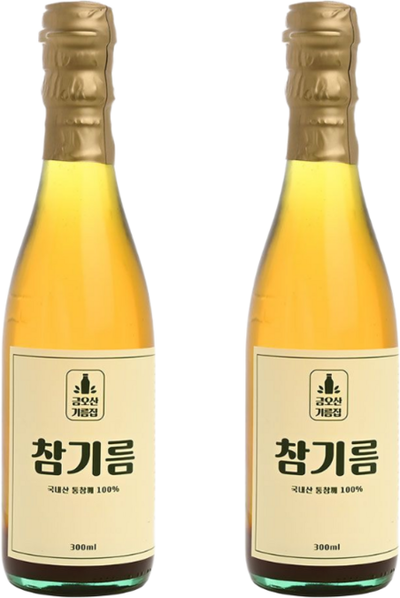 금오산기름집 국산 저온압착 통참깨 참기름 300ml 당일착유, 2개