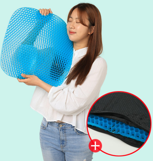휴킵스 쿨방석 실리콘방석 쿨링방석 젤리방석 말랑쿠션 쿨젤 냉방석 여름방석 + 전용커버, 2개, 블루+블랙