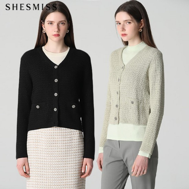 쉬즈미스 클래식 버튼 브이넥 니트 가디건 택가격 208000원