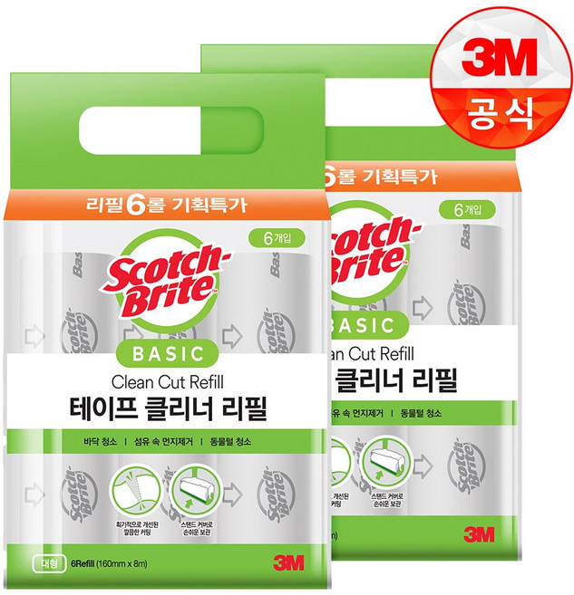 3M 리필 테이프클리너 대형 리필 6개입, 2개