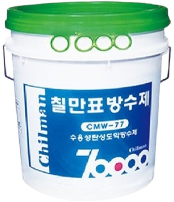 칠만표 CMW-77 녹색수용성탄성도막방수제(4kg)평붓+장갑/콘크리트 미장면 외벽 시트방수 슁글방수, 4kg, 녹색, 1개