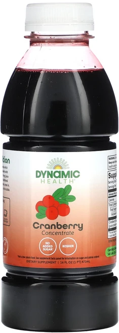Dynamic Health 퓨어 크랜베리 100% 농축 과즙 무가당 473ml(16fl oz), 473ml - 쿠팡