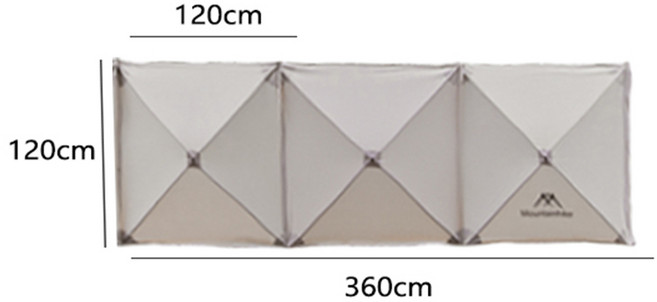 마운틴하이커 윈드스크린 원터치 타프스크린 바람막이 캠핑 텐트 가림막, 베이지 3단 3.6m*1.2m