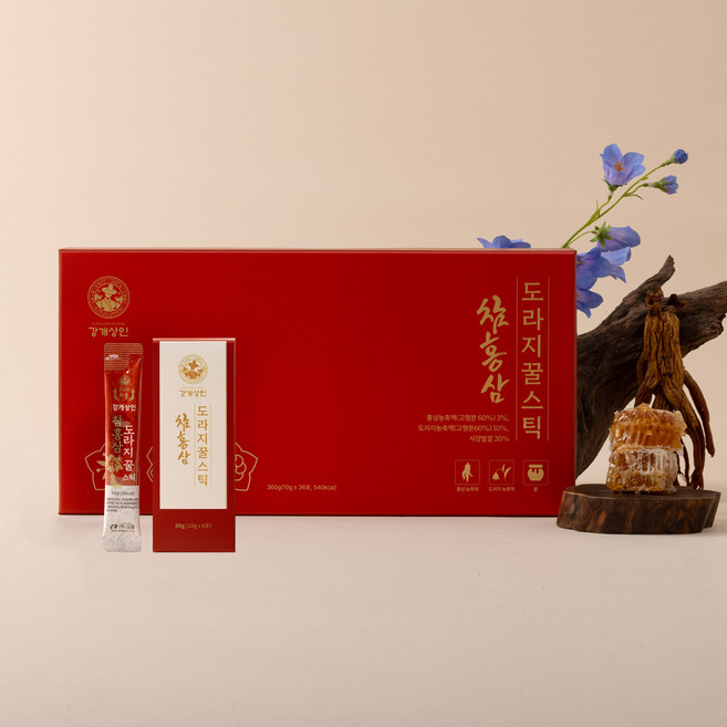 [강개상인 공식몰] 참홍삼도라지꿀스틱 10g x 36포 (6년근 자연건조 홍삼과 달콤한 꿀의 만남), 36개, 360g