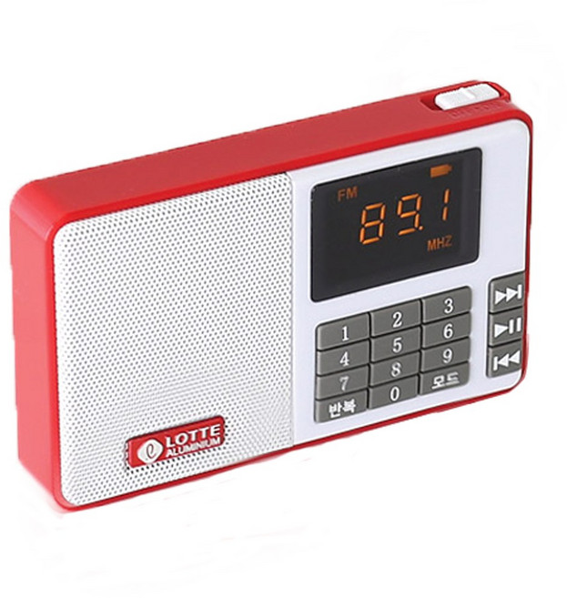 롯데 무선 충전용 소형라디오 PINGKY-17 미니라디오 이어폰/TF카드기능/FM라디오 핑키-17, 화이트
