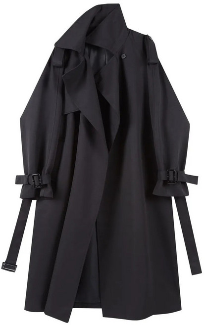 長版風衣外套 寬鬆剪裁 系帶設計 百搭英倫風 大衣 多色可選