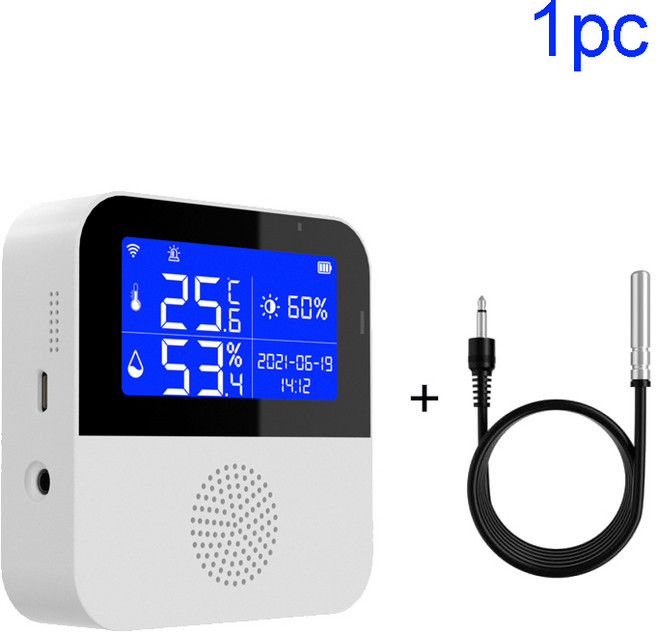 Haozee Tuya 백라이트 LCD 디스플레이가있는 스마트 WIFI 온도 및 습도 센서 실내 측정기, With Sensor 1pcs, 1개