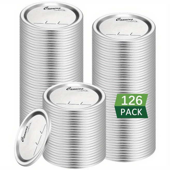 102/126/148pcs 메이슨 항아리 용 일반 입 캐닝 뚜껑 볼 식품 밀폐 분할 형 금속, 01 126pcs Regular Mouth