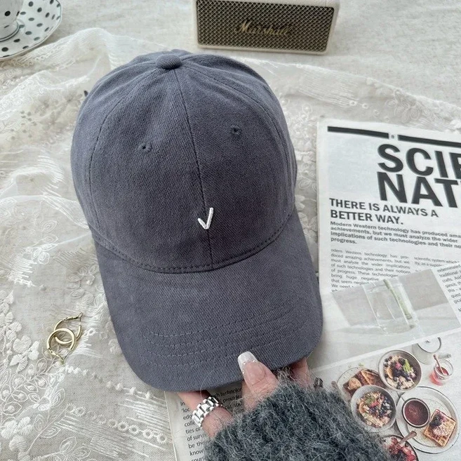 자수 스냅백 남녀 볼 작은 와이드 챙 워싱 빈티지 심플 코튼 캡 모자
