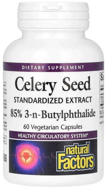 Natural Factors Celery Seed Standardized Extract 60 Vegetarian Capsules, 1개 - 쿠팡