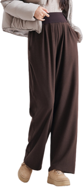 Makone 임산부 캐주얼 바지 솔리드 하이웨이스트 신축성 루즈핏