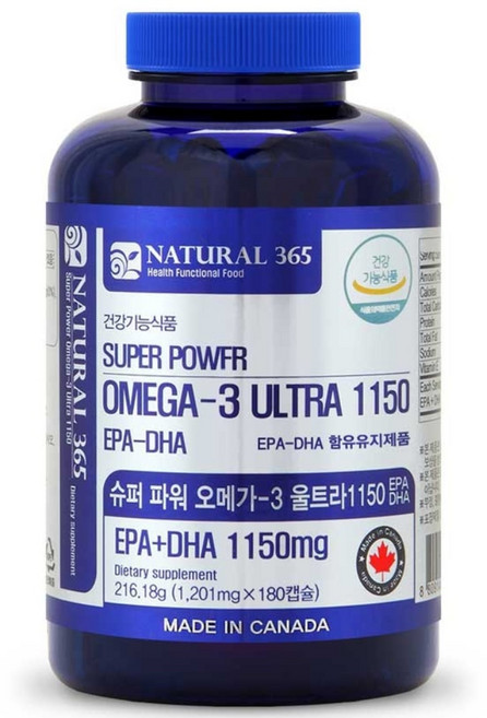 내츄럴365 슈퍼파워 오메가3 울트라 1150 180캡슐, 180정, 1개