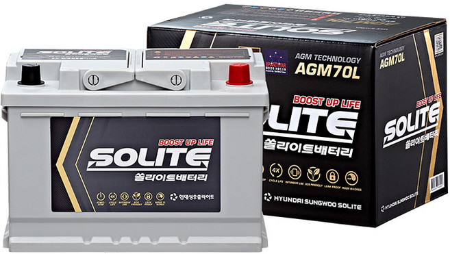 GM쉐보레 이쿼녹스 쏠라이트 자동차 배터리 AGM70L, 1개