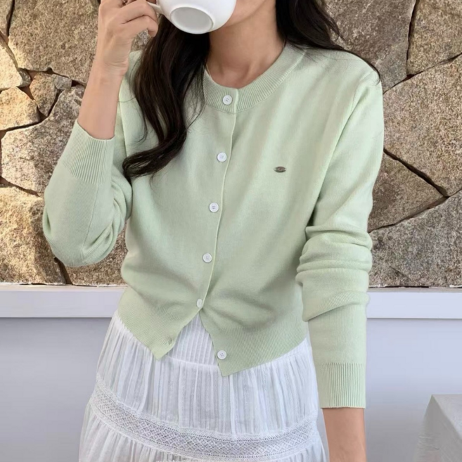 누보마켓 부드러운 여성 봄 가을 간절기 라운드넥 고급원단 니트 가디건