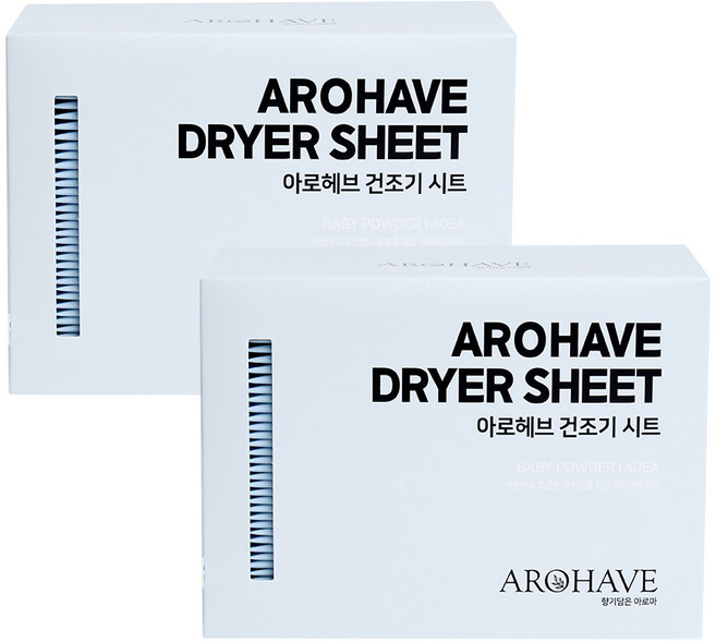 아로헤브 섬유유연제 건조기시트 베이비파우더향, 2개