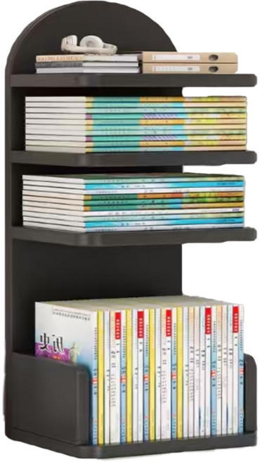 책상 책장 사무용 서류꽂이 간이 책장 가정용 수납 선반 탁상 책꽂이 SYW, 4단, 블랙