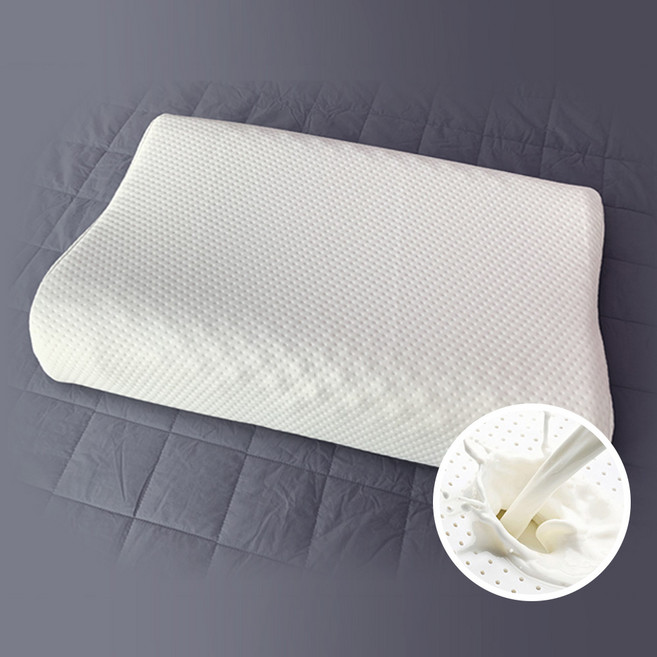 슬릭스 천연라텍스 베개 기본(30x50cm) 마사지형 굴곡 텐셀커버, 화이트, 1개