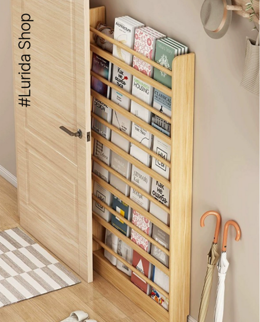 문뒤 틈새 선반 책장 보관선반 조립식 공간 다용도, 3단, 무도장 원목