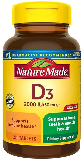 네이처메이드 비타민 D3 2000IU 태블릿 220정, 1개 - 쿠팡