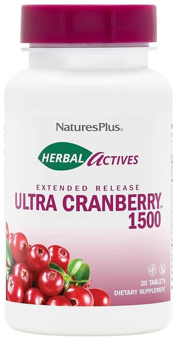 NaturesPlus Herbal Actives 울트라 크랜베리 1500 30정 요로 지원 채식주의자 글루텐 프리 30회 분량, 1개 - 쿠팡