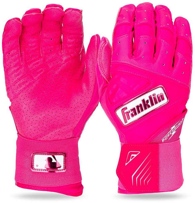 Franklin Sports MLB 배팅 장갑 - 인피니트 파워스트랩 야구 + 소프트볼 배팅 장갑 - 내구성 있는 풀 랩 케이지 연습 장비 - 롱 커프 손목 + 튼튼한 가죽 -, 핑크 하이라이트