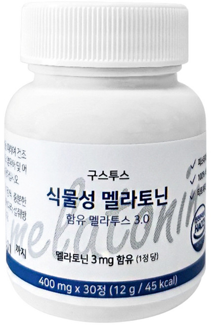 구스투스 식물성 멜라토닌 영양제 멜라투스 3mg 효과 효능 수면, 1개, 30정