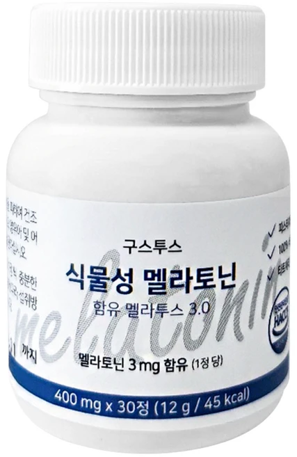 구스투스 식물성 멜라토닌 영양제 멜라투스 3mg 효과 효능 수면, 1개, 30정 - 쿠팡