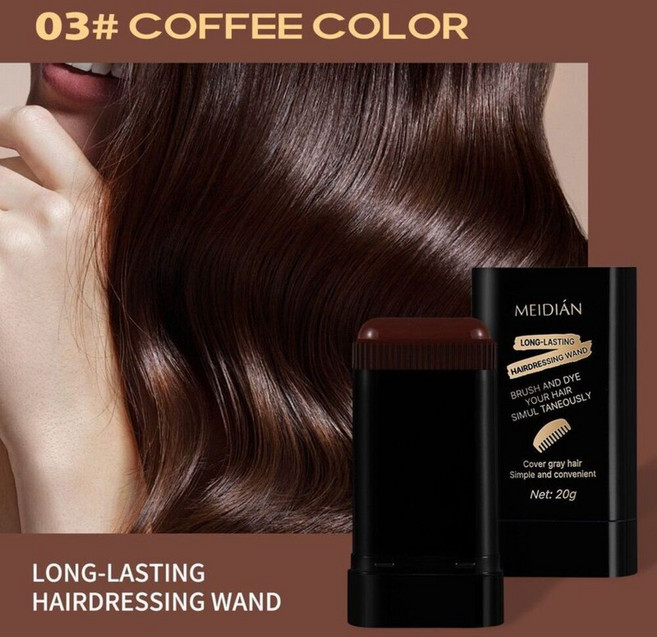 MEIDIÁN咖啡色染髮筆，快速遮蓋白髮，持久自然，便捷染髮, 棕色, 2個