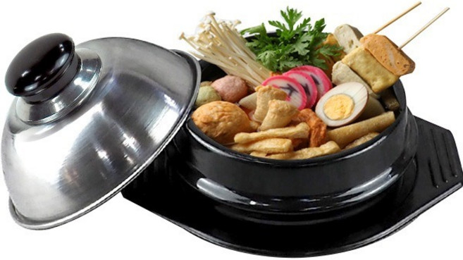 국내산 캠핑 업소용 오뎅탕 폭탄 계란찜 스텐뚜껑+뚝배기+받침 세트, 1세트, 13cm