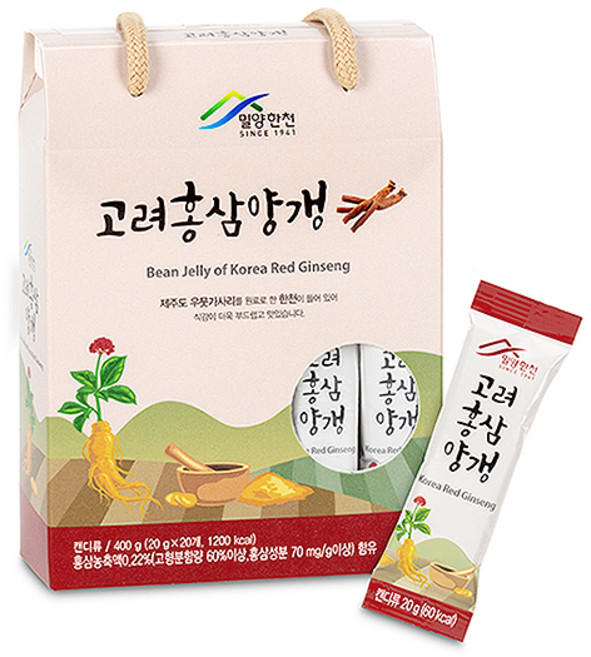 밀양한천 고려홍삼양갱, 2박스, 400g