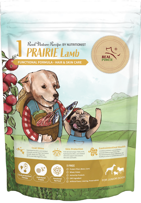 瑞威 Real Power 亮毛溫和配方 幼犬 草原羊肉飼料, 500g, 1個, 混合口味