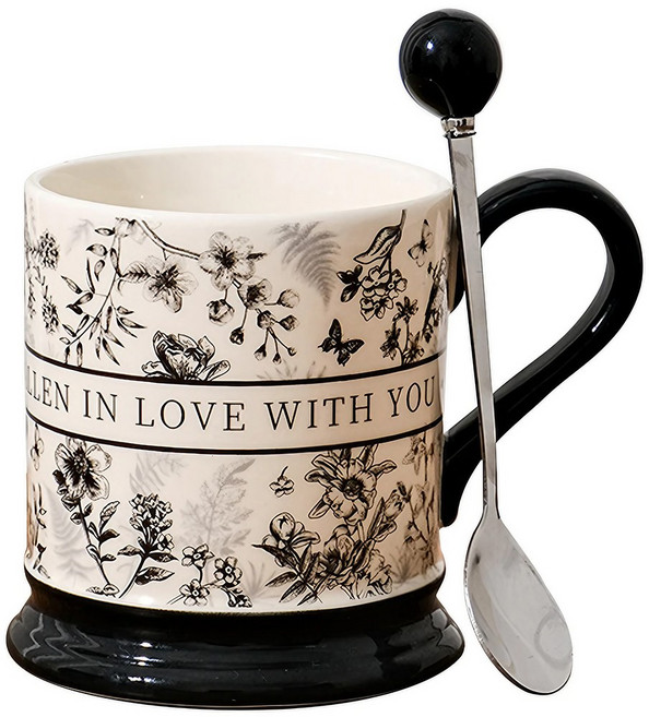 루비코코 클래식 커플 머그컵 세트 예쁜 머그잔 선물, 1개, 블랙