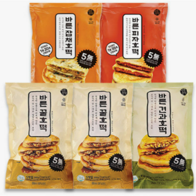 바른호떡 추억의 옛날 호떡 BEST 구성 풀 세트(꿀호떡 10 견과호떡 5 잡채호떡 5 피자호떡 5), 1세트, 1.95kg